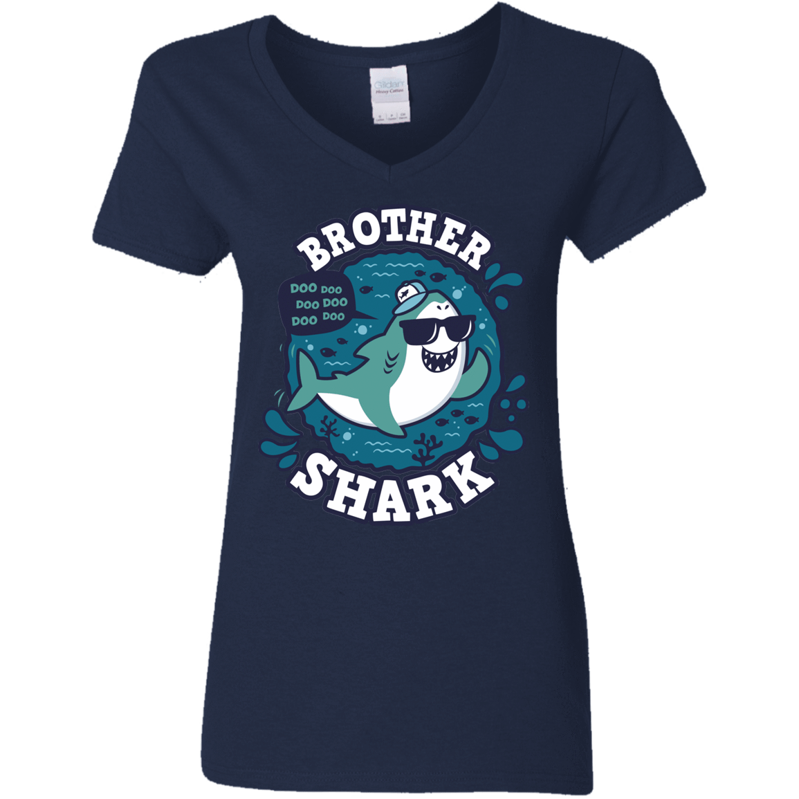 T-Shirts Navy / S Shark Family trazo - Brother Women's V-Neck T-Shirt