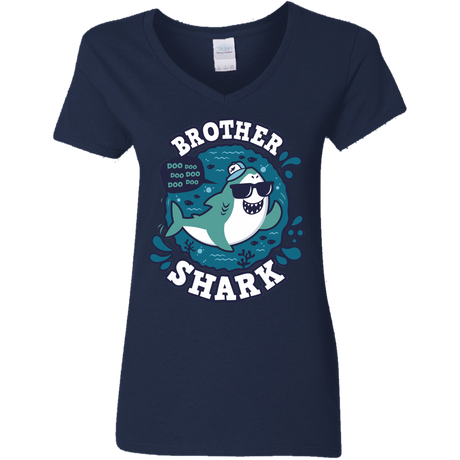 T-Shirts Navy / S Shark Family trazo - Brother Women's V-Neck T-Shirt