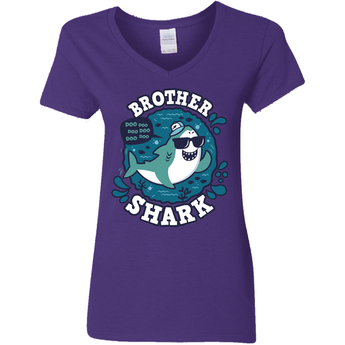 T-Shirts Purple / S Shark Family trazo - Brother Women's V-Neck T-Shirt