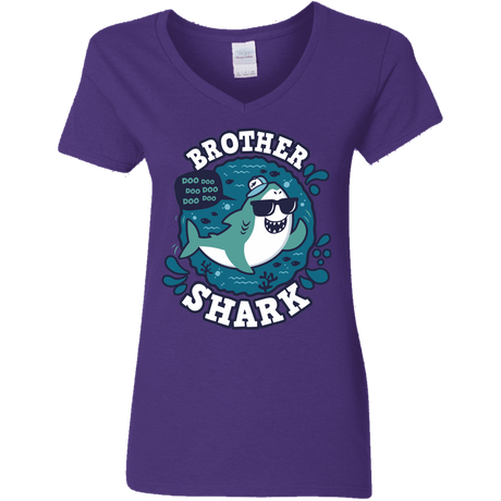 T-Shirts Purple / S Shark Family trazo - Brother Women's V-Neck T-Shirt