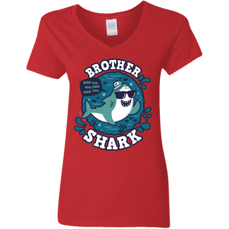 T-Shirts Red / S Shark Family trazo - Brother Women's V-Neck T-Shirt