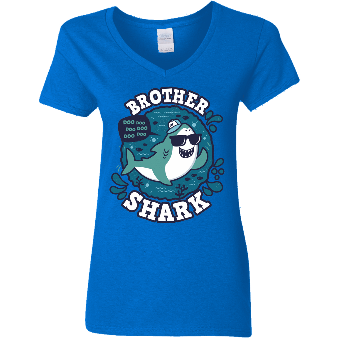 T-Shirts Royal / S Shark Family trazo - Brother Women's V-Neck T-Shirt