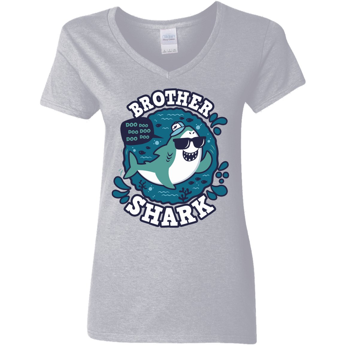 T-Shirts Sport Grey / S Shark Family trazo - Brother Women's V-Neck T-Shirt