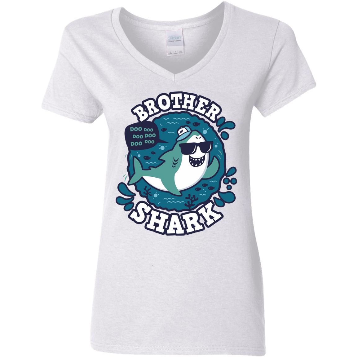 T-Shirts White / S Shark Family trazo - Brother Women's V-Neck T-Shirt