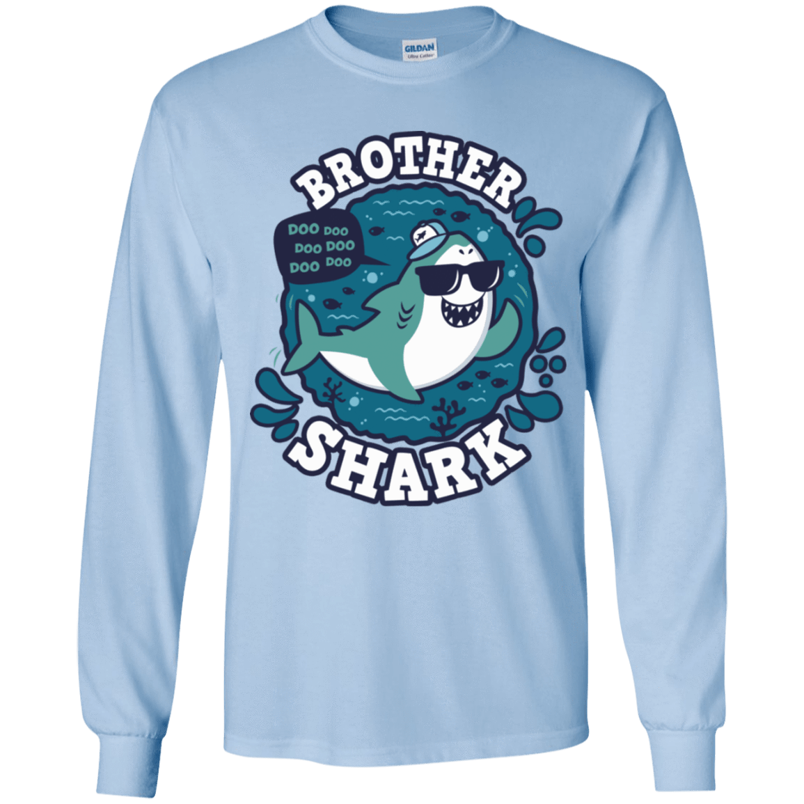 T-Shirts Light Blue / YS Shark Family trazo - Brother Youth Long Sleeve T-Shirt