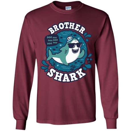 T-Shirts Maroon / YS Shark Family trazo - Brother Youth Long Sleeve T-Shirt