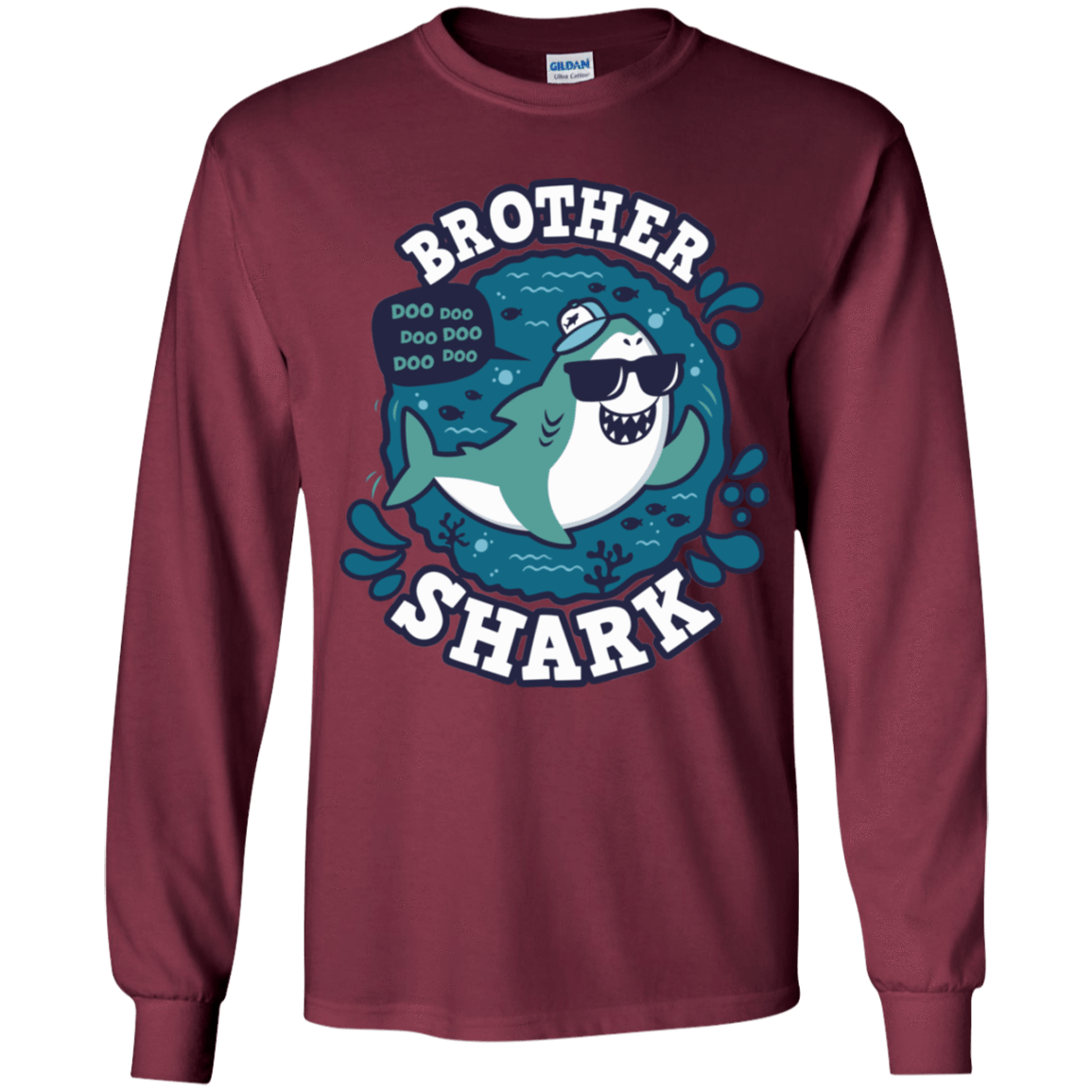 T-Shirts Maroon / YS Shark Family trazo - Brother Youth Long Sleeve T-Shirt