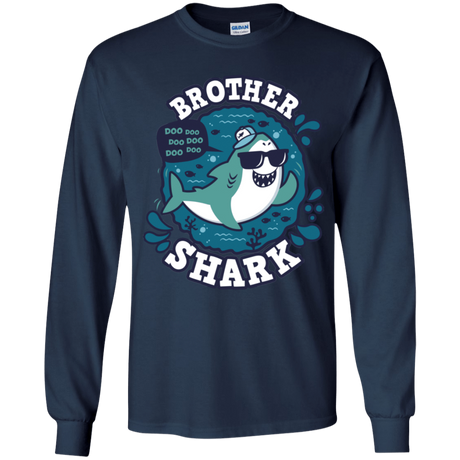 T-Shirts Navy / YS Shark Family trazo - Brother Youth Long Sleeve T-Shirt