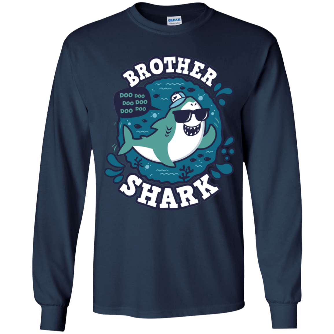 T-Shirts Navy / YS Shark Family trazo - Brother Youth Long Sleeve T-Shirt