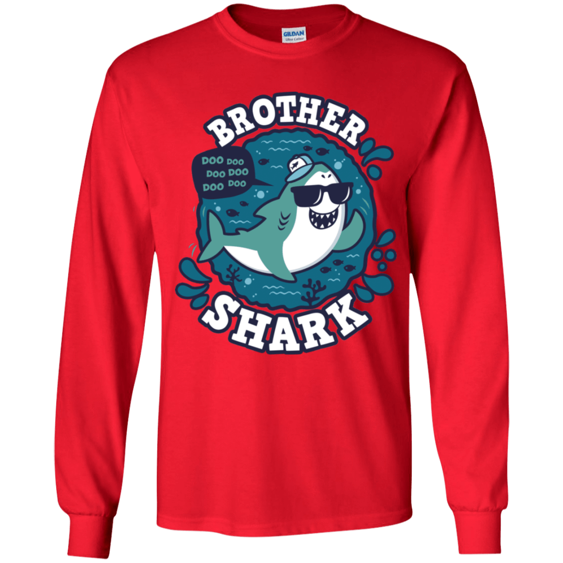 T-Shirts Red / YS Shark Family trazo - Brother Youth Long Sleeve T-Shirt