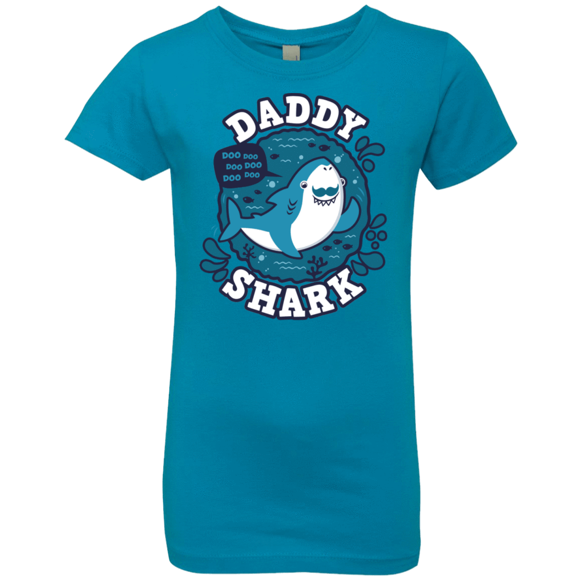 T-Shirts Turquoise / YXS Shark Family trazo - Daddy Girls Premium T-Shirt