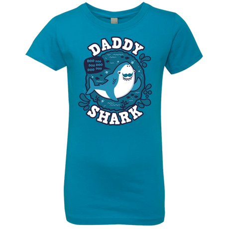 T-Shirts Turquoise / YXS Shark Family trazo - Daddy Girls Premium T-Shirt