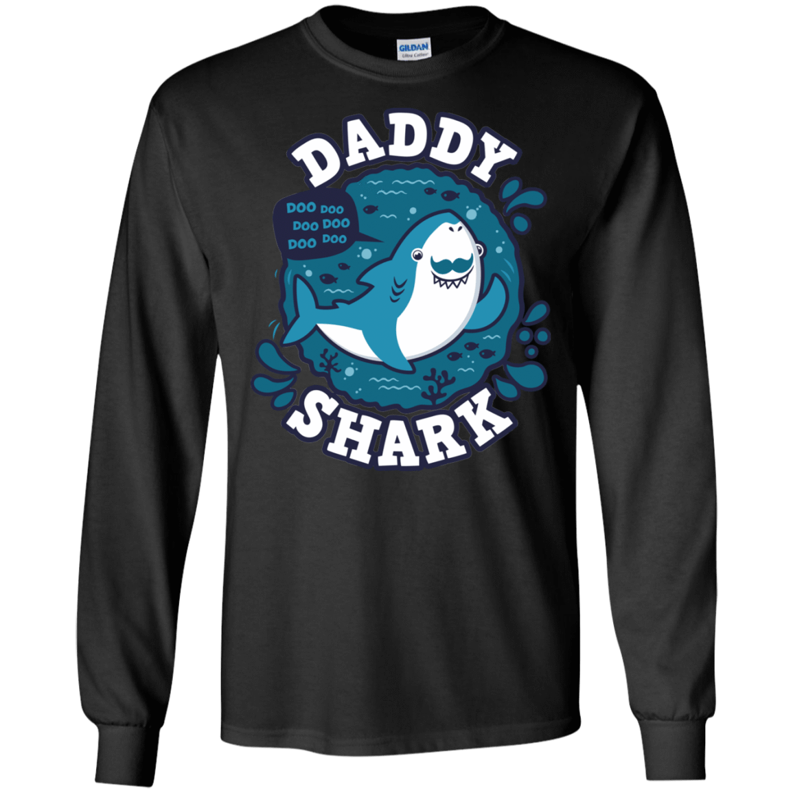 T-Shirts Black / S Shark Family trazo - Daddy Men's Long Sleeve T-Shirt