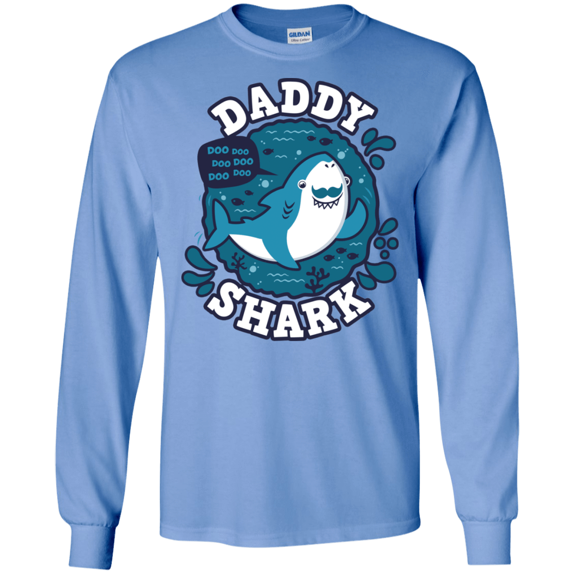 T-Shirts Carolina Blue / S Shark Family trazo - Daddy Men's Long Sleeve T-Shirt