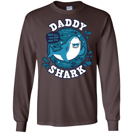 T-Shirts Dark Chocolate / S Shark Family trazo - Daddy Men's Long Sleeve T-Shirt