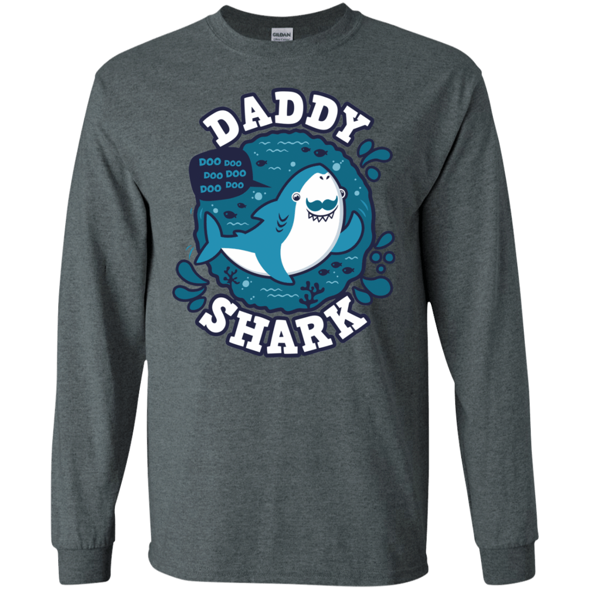 T-Shirts Dark Heather / S Shark Family trazo - Daddy Men's Long Sleeve T-Shirt