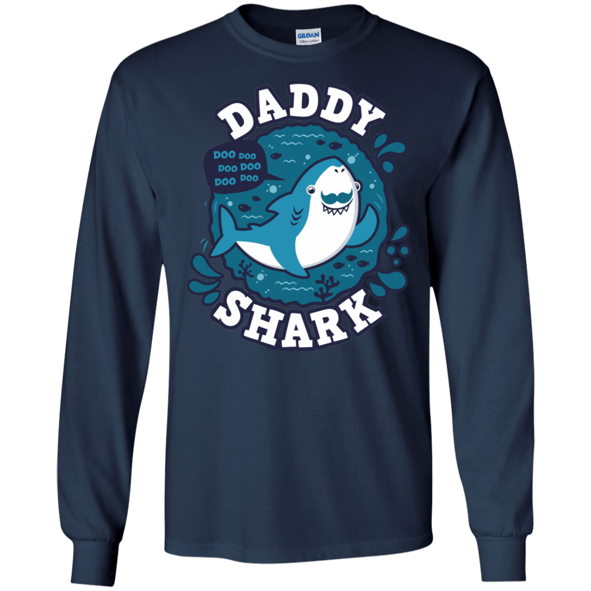 T-Shirts Navy / S Shark Family trazo - Daddy Men's Long Sleeve T-Shirt