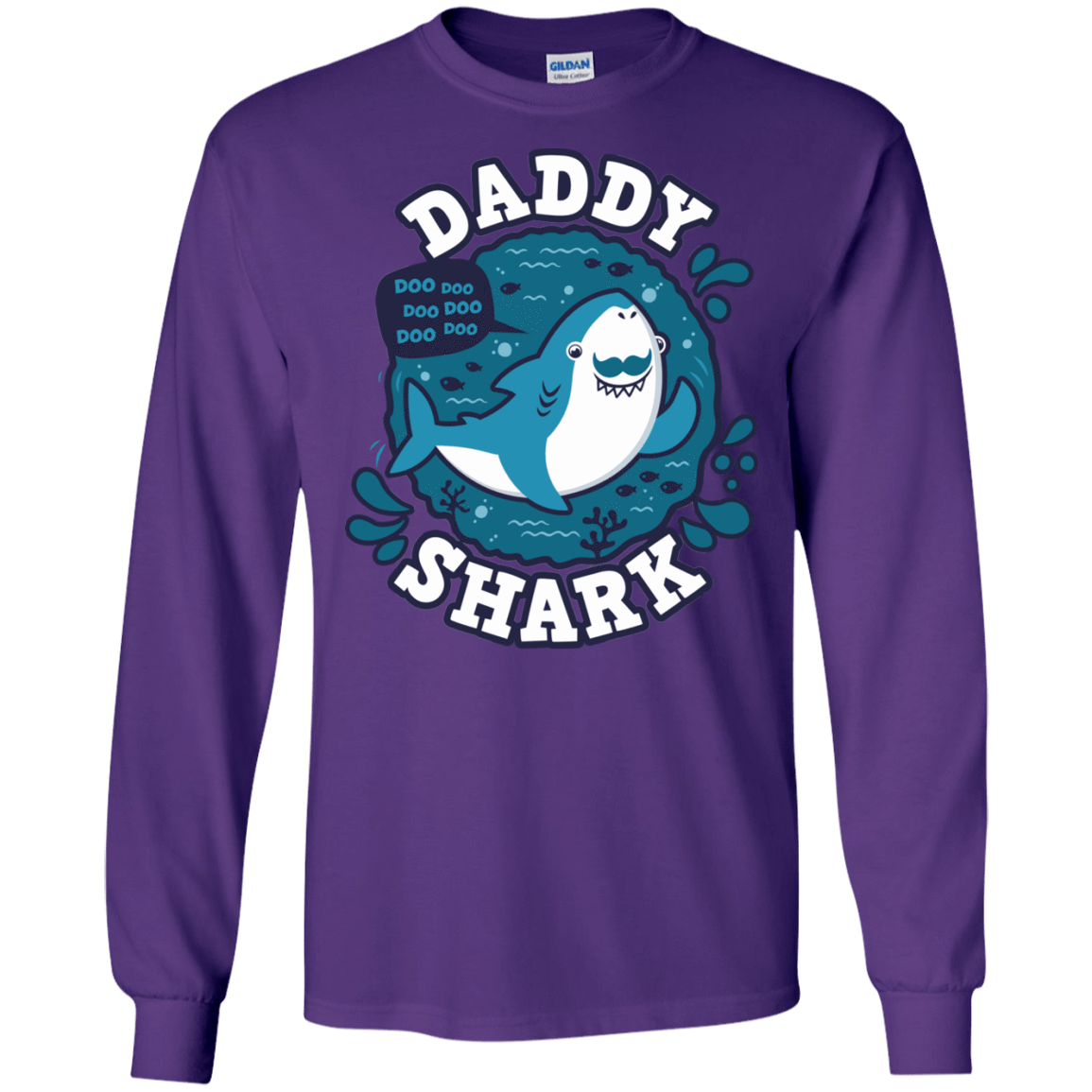 T-Shirts Purple / S Shark Family trazo - Daddy Men's Long Sleeve T-Shirt