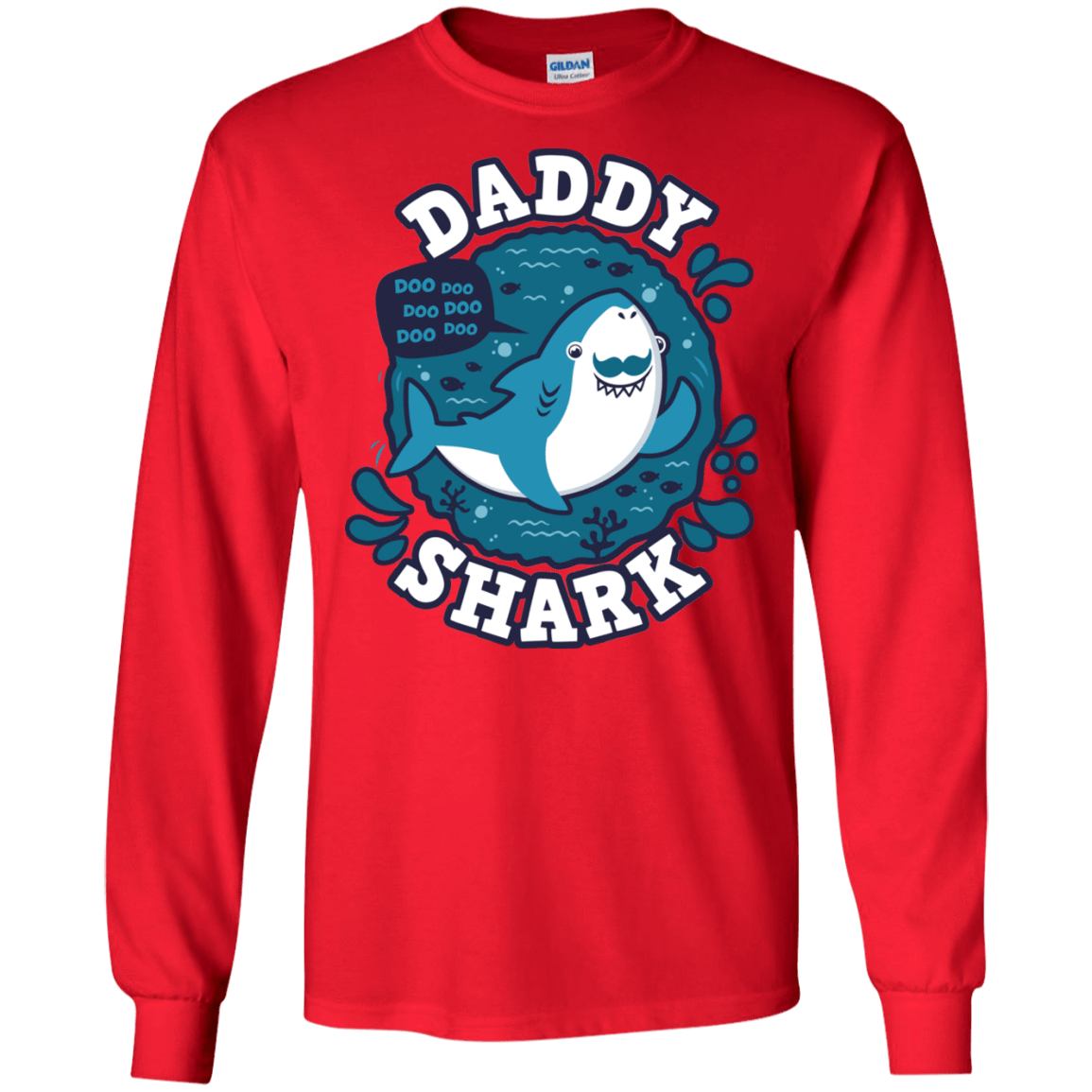 T-Shirts Red / S Shark Family trazo - Daddy Men's Long Sleeve T-Shirt