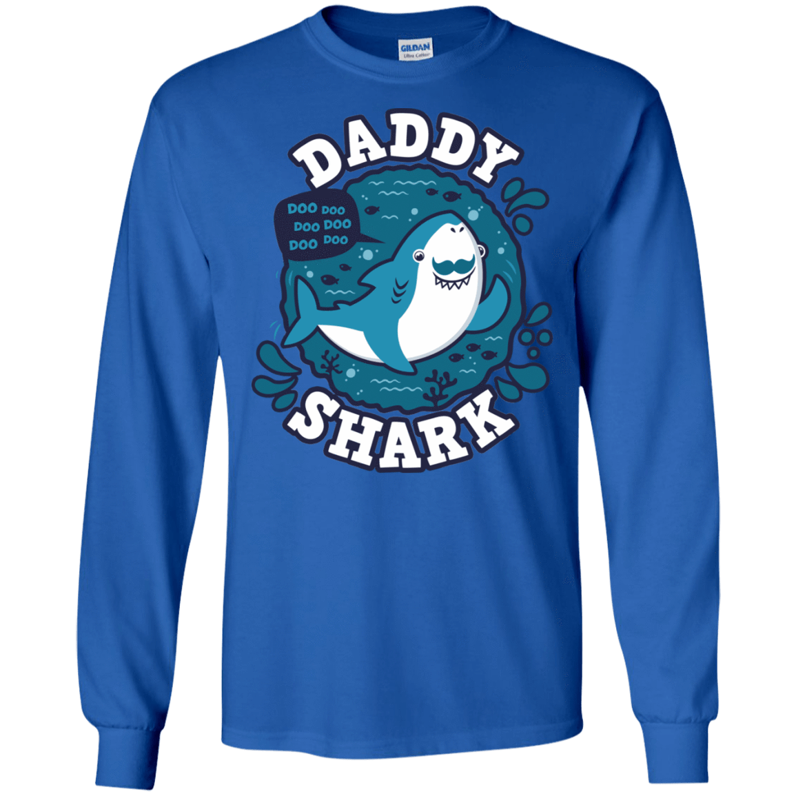 T-Shirts Royal / S Shark Family trazo - Daddy Men's Long Sleeve T-Shirt