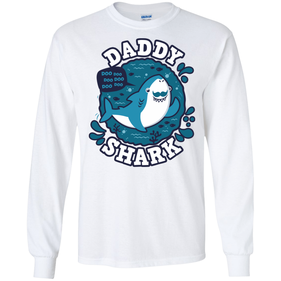 T-Shirts White / S Shark Family trazo - Daddy Men's Long Sleeve T-Shirt