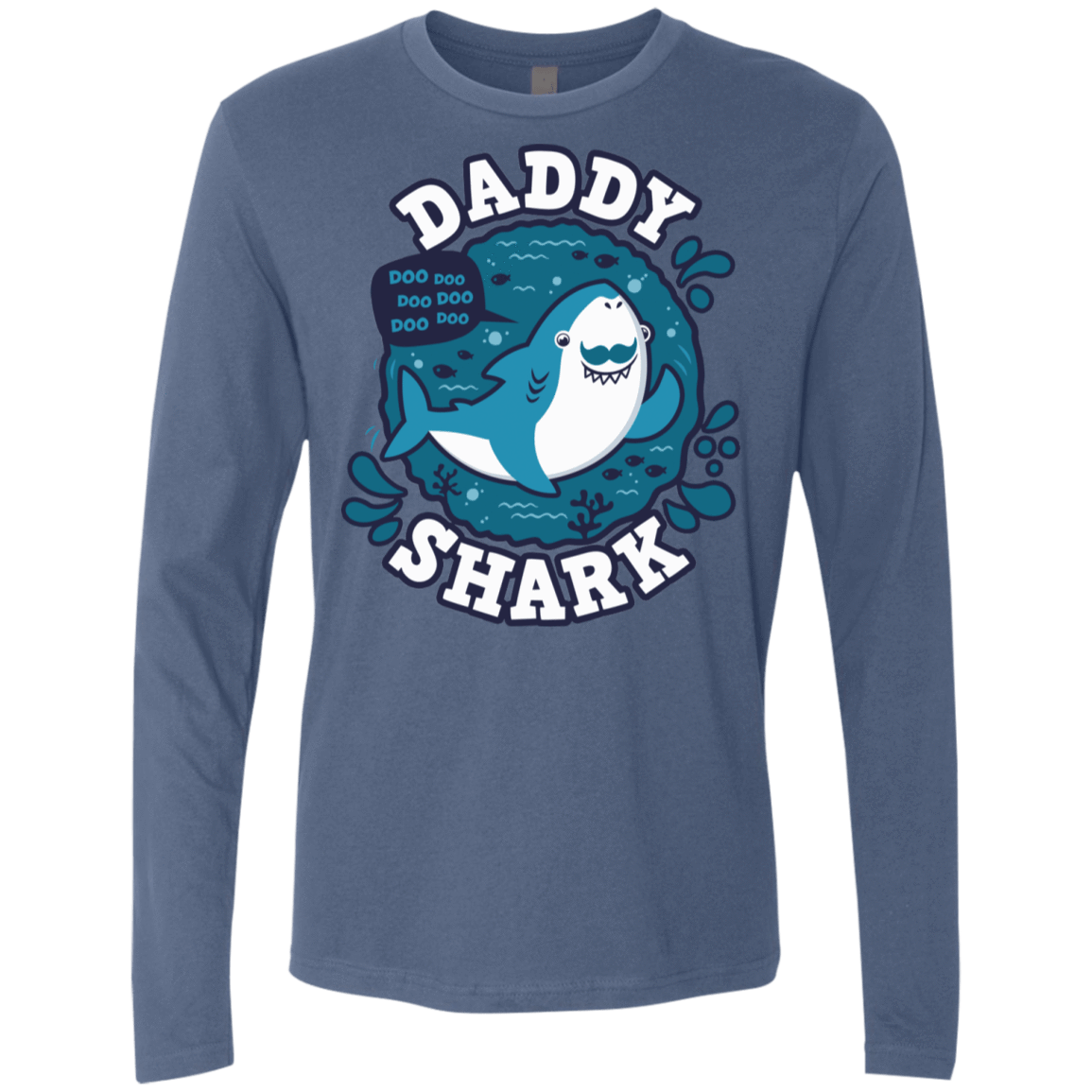 T-Shirts Indigo / S Shark Family trazo - Daddy Men's Premium Long Sleeve