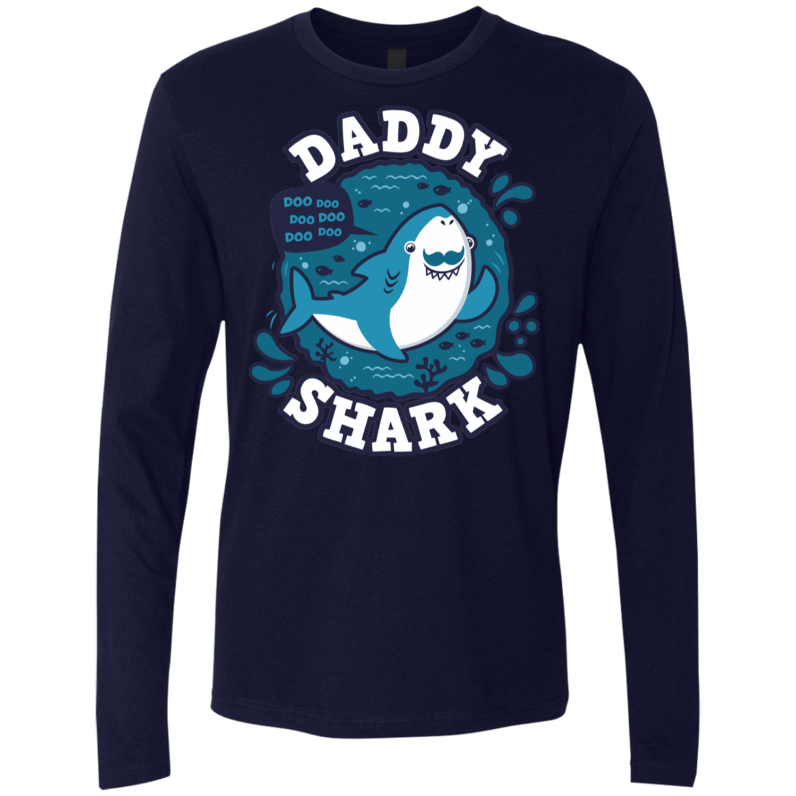 T-Shirts Midnight Navy / S Shark Family trazo - Daddy Men's Premium Long Sleeve