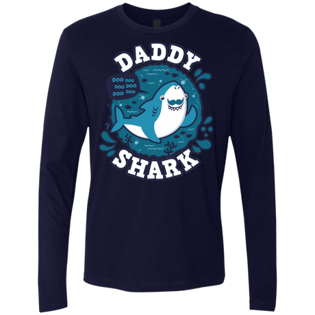 T-Shirts Midnight Navy / S Shark Family trazo - Daddy Men's Premium Long Sleeve