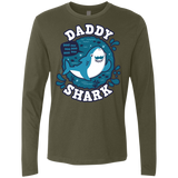 T-Shirts Military Green / S Shark Family trazo - Daddy Men's Premium Long Sleeve