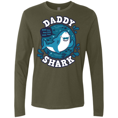 T-Shirts Military Green / S Shark Family trazo - Daddy Men's Premium Long Sleeve