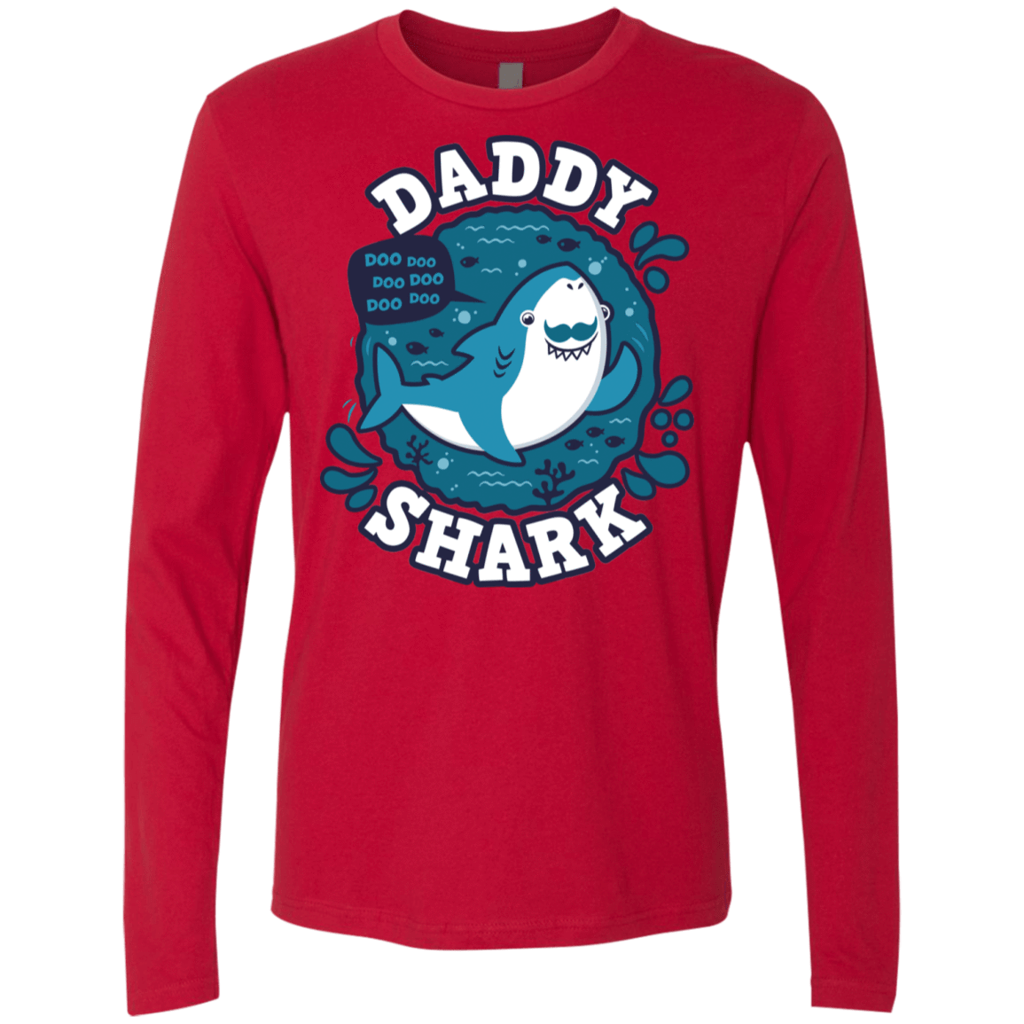 T-Shirts Red / S Shark Family trazo - Daddy Men's Premium Long Sleeve