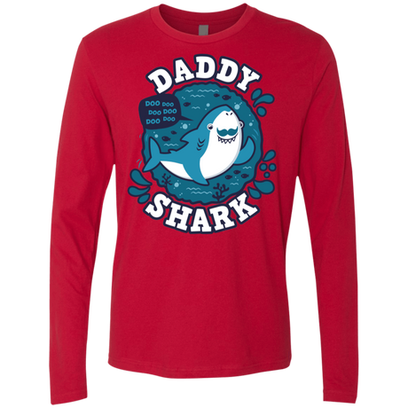 T-Shirts Red / S Shark Family trazo - Daddy Men's Premium Long Sleeve