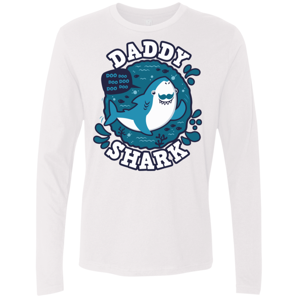 T-Shirts White / S Shark Family trazo - Daddy Men's Premium Long Sleeve