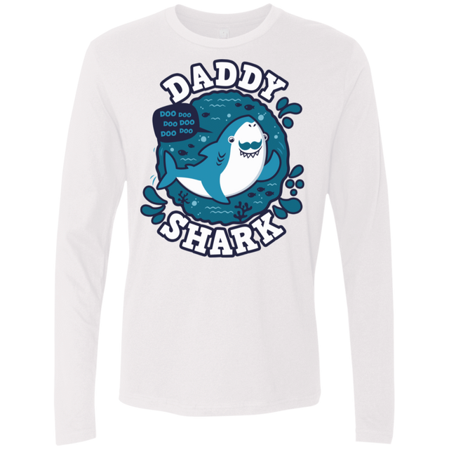 T-Shirts White / S Shark Family trazo - Daddy Men's Premium Long Sleeve