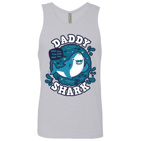 T-Shirts Heather Grey / S Shark Family trazo - Daddy Men's Premium Tank Top