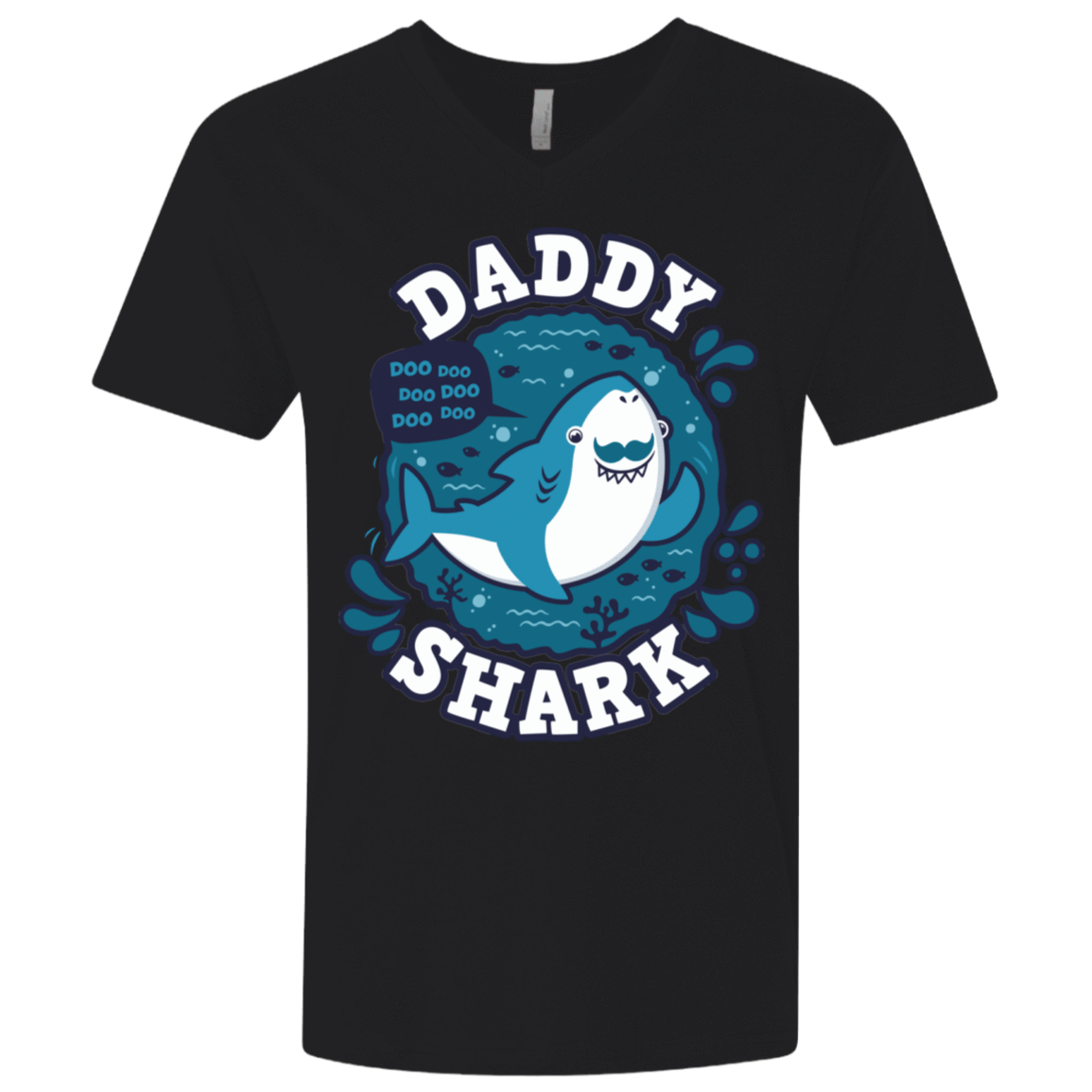 T-Shirts Black / X-Small Shark Family trazo - Daddy Men's Premium V-Neck