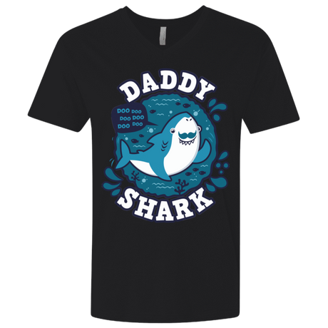 T-Shirts Black / X-Small Shark Family trazo - Daddy Men's Premium V-Neck