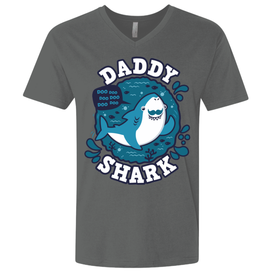 T-Shirts Heavy Metal / X-Small Shark Family trazo - Daddy Men's Premium V-Neck
