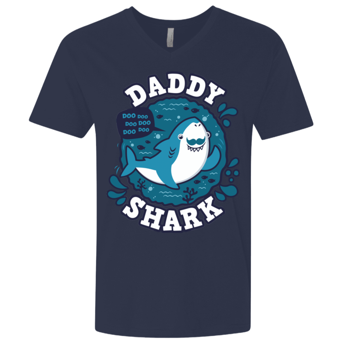 T-Shirts Midnight Navy / X-Small Shark Family trazo - Daddy Men's Premium V-Neck