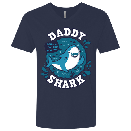 T-Shirts Midnight Navy / X-Small Shark Family trazo - Daddy Men's Premium V-Neck