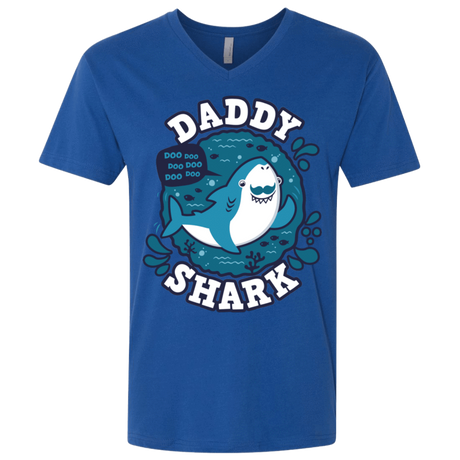 T-Shirts Royal / X-Small Shark Family trazo - Daddy Men's Premium V-Neck