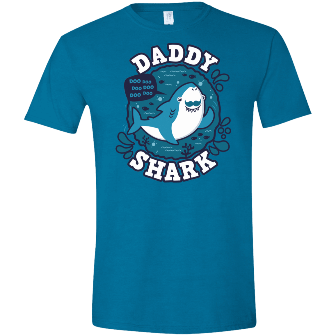 T-Shirts Antique Sapphire / S Shark Family trazo - Daddy Men's Semi-Fitted Softstyle