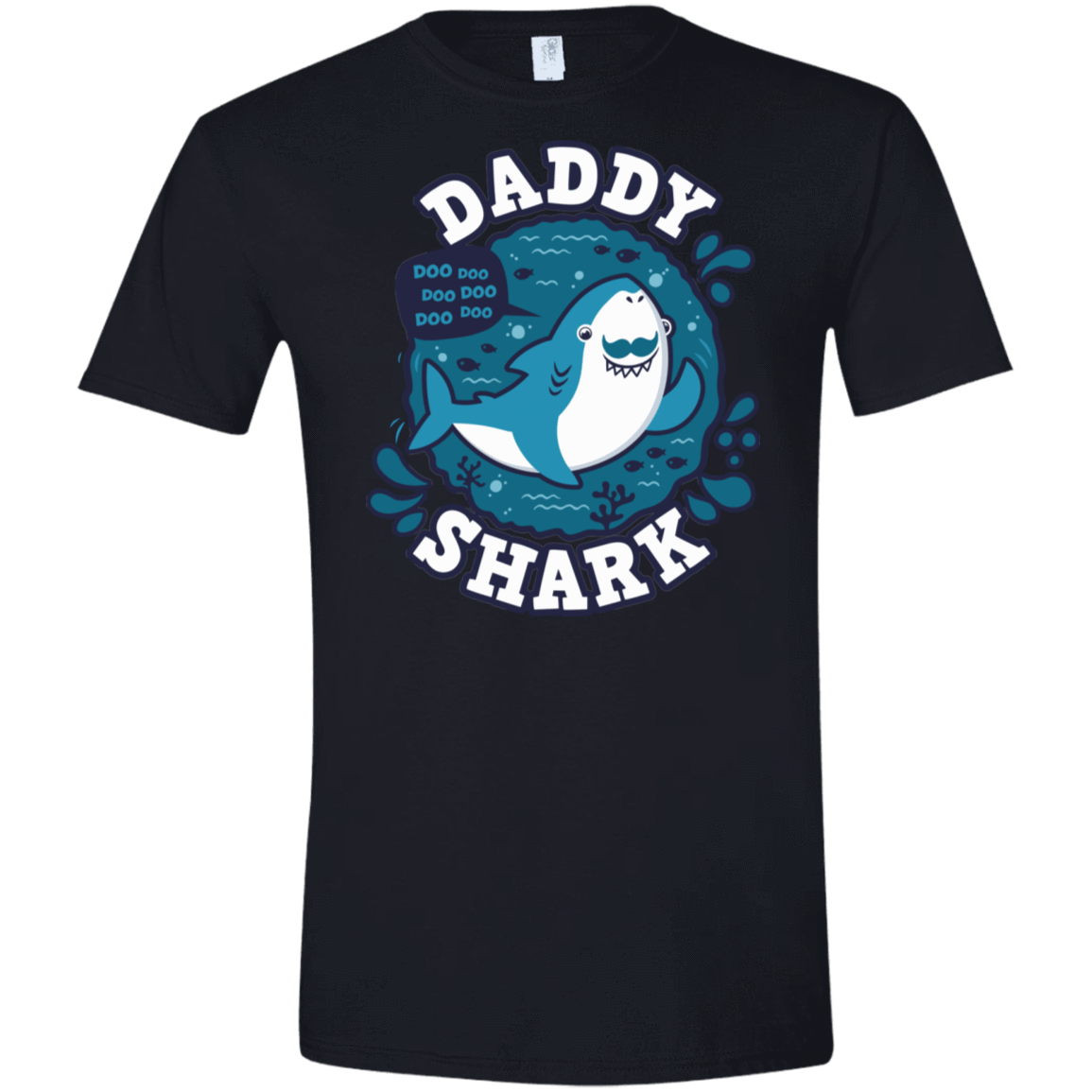 T-Shirts Black / X-Small Shark Family trazo - Daddy Men's Semi-Fitted Softstyle