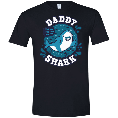 T-Shirts Black / X-Small Shark Family trazo - Daddy Men's Semi-Fitted Softstyle