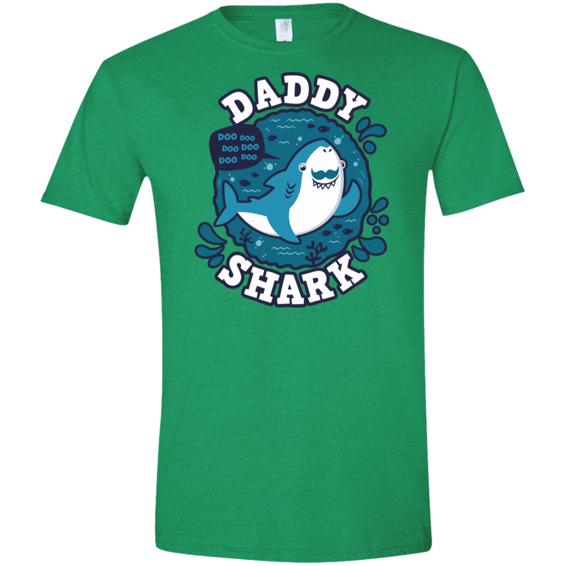 T-Shirts Heather Irish Green / S Shark Family trazo - Daddy Men's Semi-Fitted Softstyle
