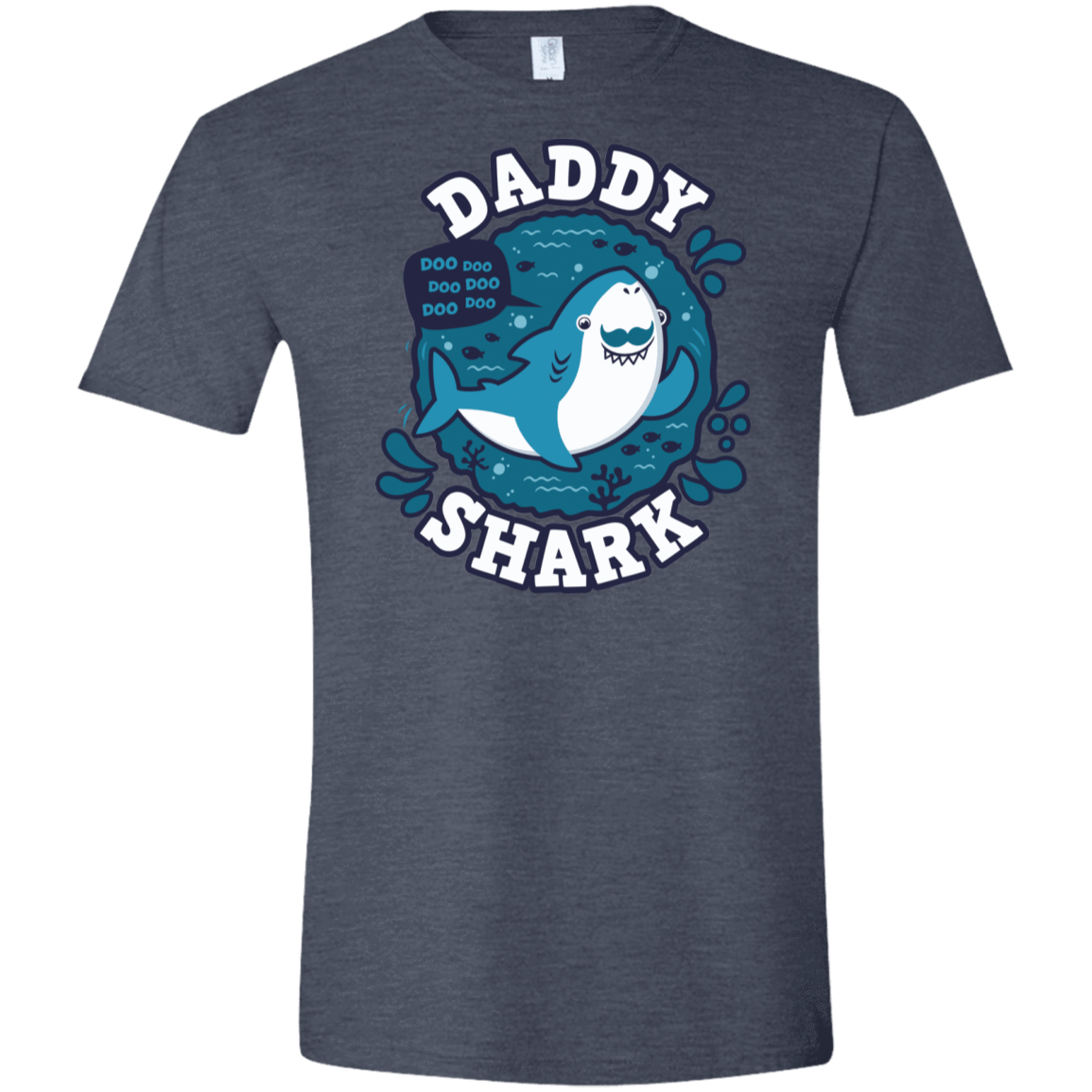 T-Shirts Heather Navy / S Shark Family trazo - Daddy Men's Semi-Fitted Softstyle