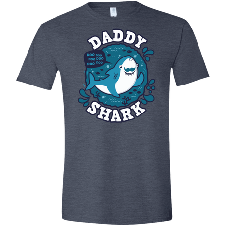 T-Shirts Heather Navy / S Shark Family trazo - Daddy Men's Semi-Fitted Softstyle