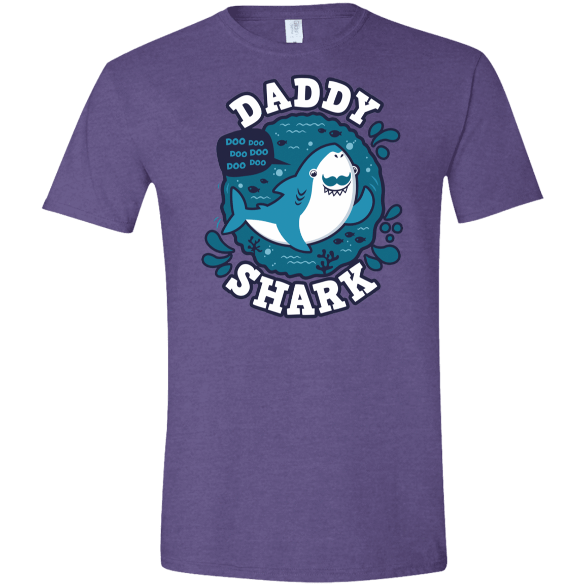 T-Shirts Heather Purple / S Shark Family trazo - Daddy Men's Semi-Fitted Softstyle