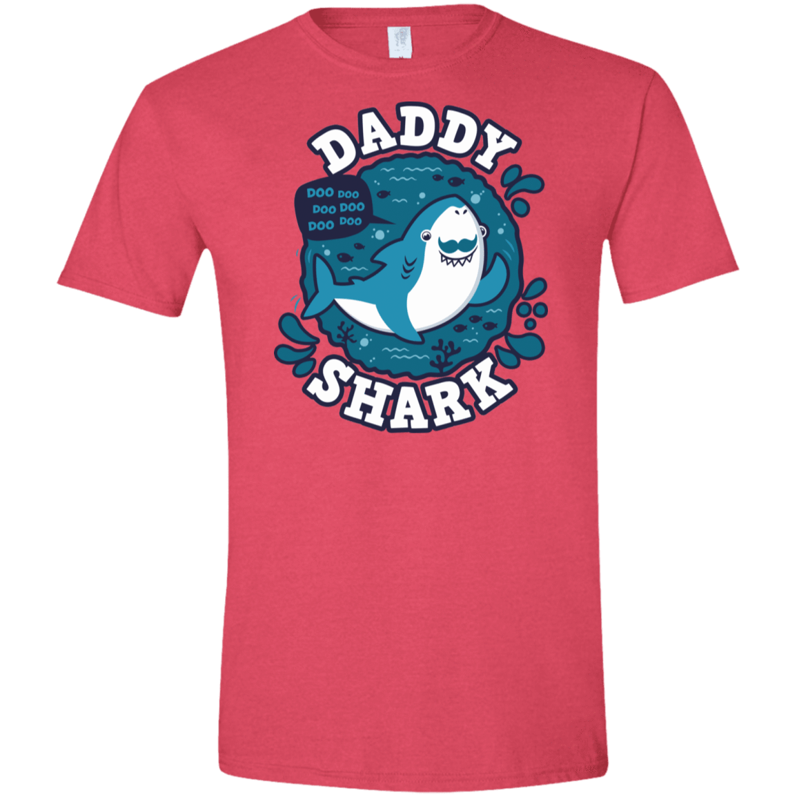 T-Shirts Heather Red / S Shark Family trazo - Daddy Men's Semi-Fitted Softstyle