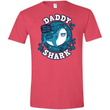 T-Shirts Heather Red / S Shark Family trazo - Daddy Men's Semi-Fitted Softstyle